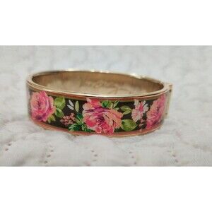 Vera Bradley  Gold Tone Floral Bracelet / Bangle Bright Floral Clamper